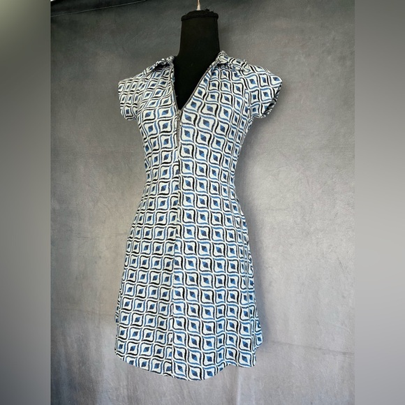 Urban outfitters blue retro quarter zip mini dress size xs - Picture 4 of 6